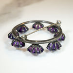 Strangely Satisfying Amethyst & Silver Circle Brooch