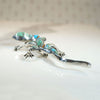 Wriggly Lizard Silver & Stone Inlay Brooch by D. Romero