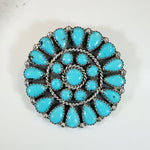 Sleeping Beauty Turquoise Zuni Flower Brooch