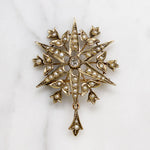 Stars & Tulips Brooch with Diamonds & Pearls