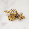 Regal Fleur-de-Lis Rose Cut Diamond & Pearl Brooch