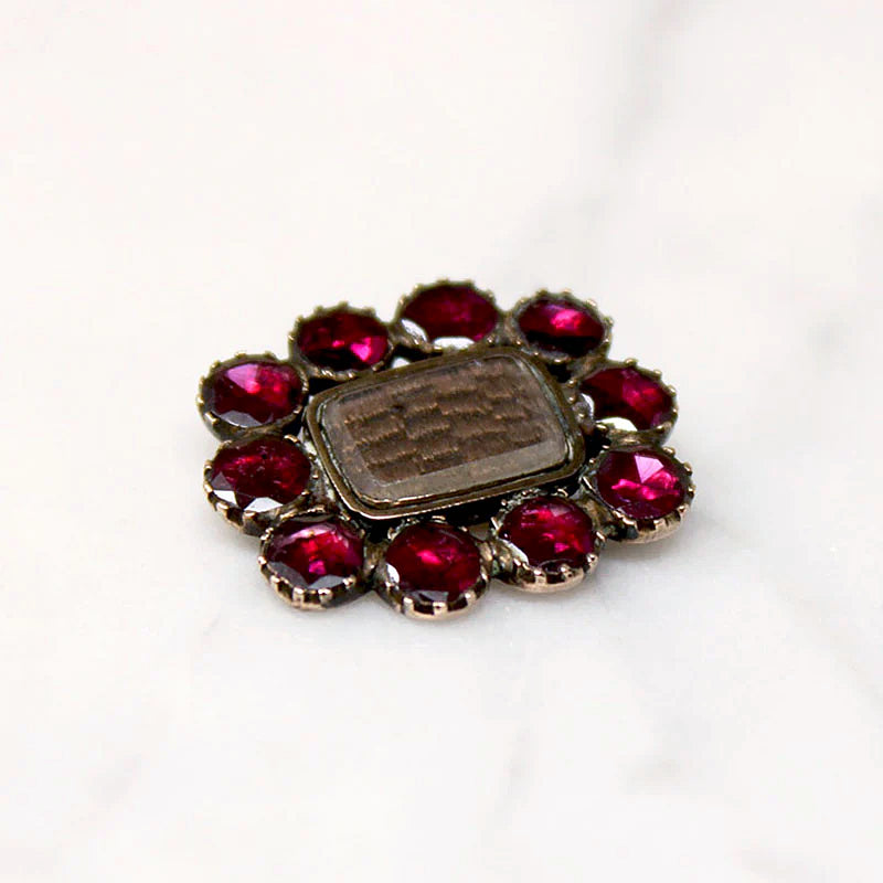 Endearing Garnet & Hair Fichu Pin