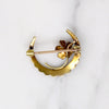 Darling Crescent Moon & Enameled Flower Brooch