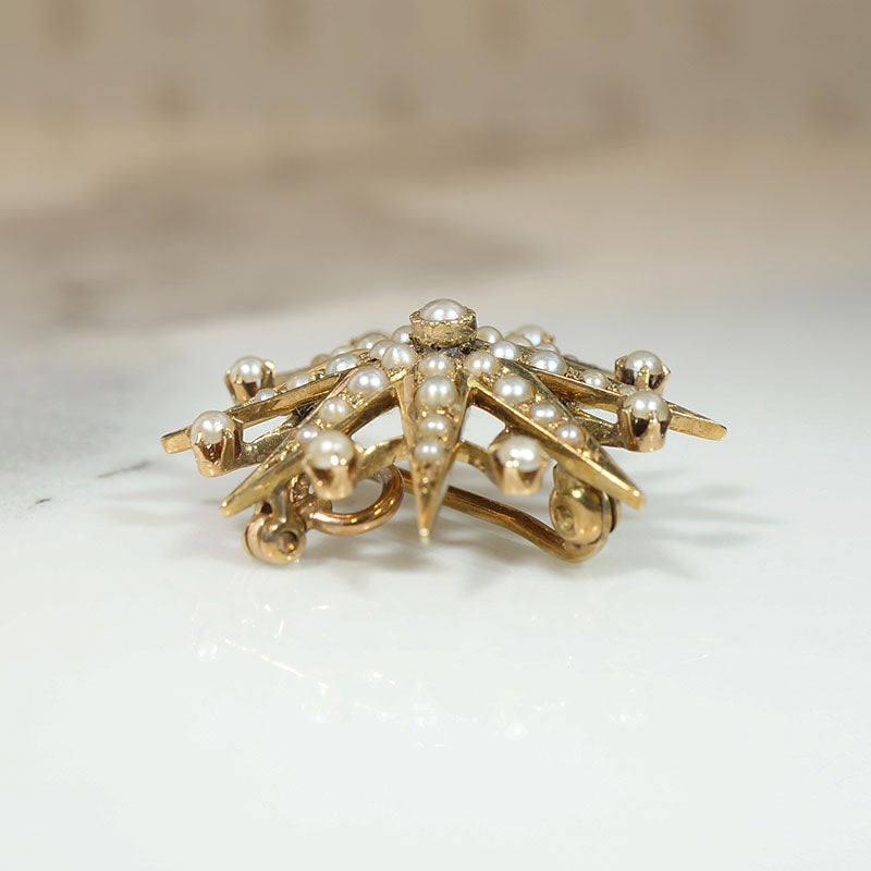 Starry Victorian Pearl & Gold Convertible Pendant Brooch