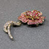 Cheerful Pink & White Rhinestone Flower Brooch