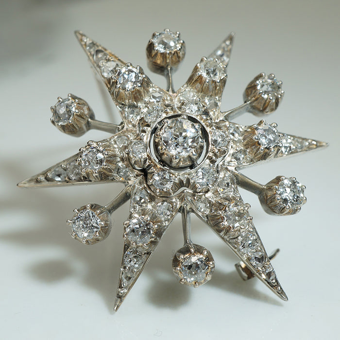 Diamond Covered Platinum Star Brooch c1900