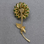 Pop Art Green Rhinestone Zinnia Nosegay Brooch