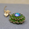 Pop Art Green Rhinestone Zinnia Nosegay Brooch