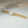 Sophisticated Mid Century Diamond & Pearl Bar Pin