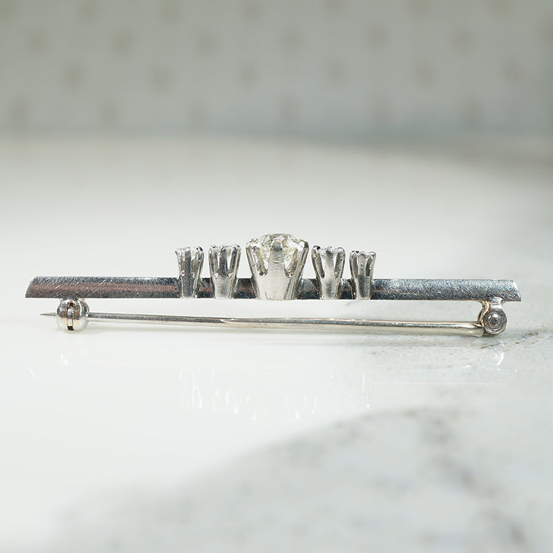 Austere Luxury Five Old Mine Cut Diamond Brooch