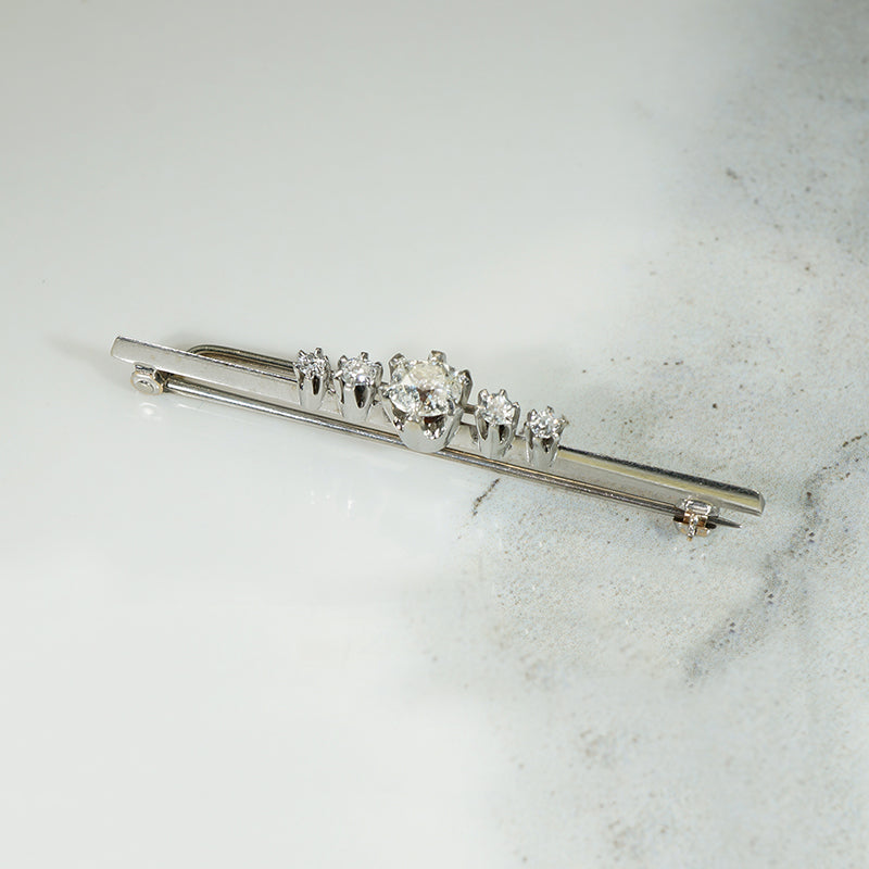 Austere Luxury Five Old Mine Cut Diamond Brooch