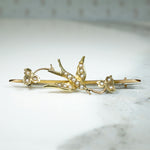 Sweet 15ct Gold & Pearl Swallow Brooch