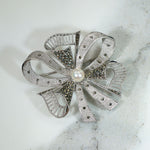 Festive Fahrner Sterling & Marcasite Bow Brooch