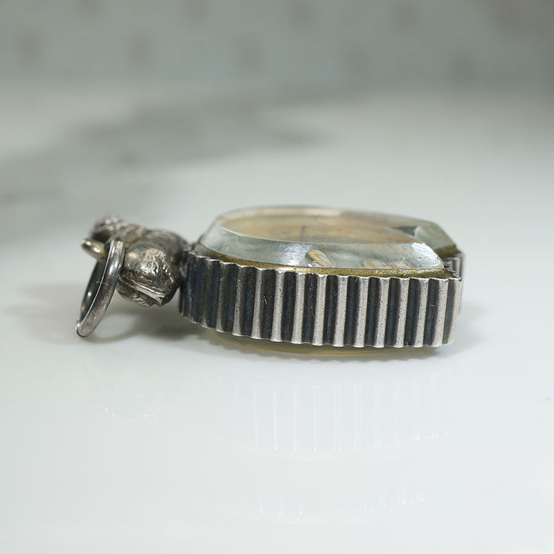 Horseshoe-Shaped Compass Fob with Silver Lion