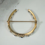 Graceful Pearl & Sapphire Horseshoe Brooch