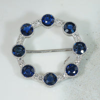 Superb Sapphire & Diamond Platinum Circle Brooch