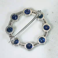 Superb Sapphire & Diamond Platinum Circle Brooch