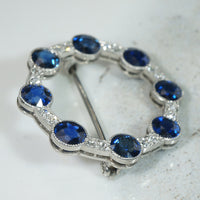 Superb Sapphire & Diamond Platinum Circle Brooch