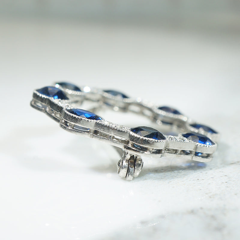 Superb Sapphire & Diamond Platinum Circle Brooch