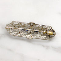 Gossamer Art Deco Old Mine Cut Diamond & Sapphire Brooch