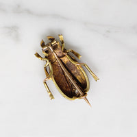 Sassy Little Gold & Diamond Beetle Brooch