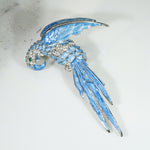 Gorgeous Blue Enameled Parrot Brooch