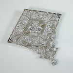 Epic Edwardian Platinum OEC Diamond Pendant Brooch