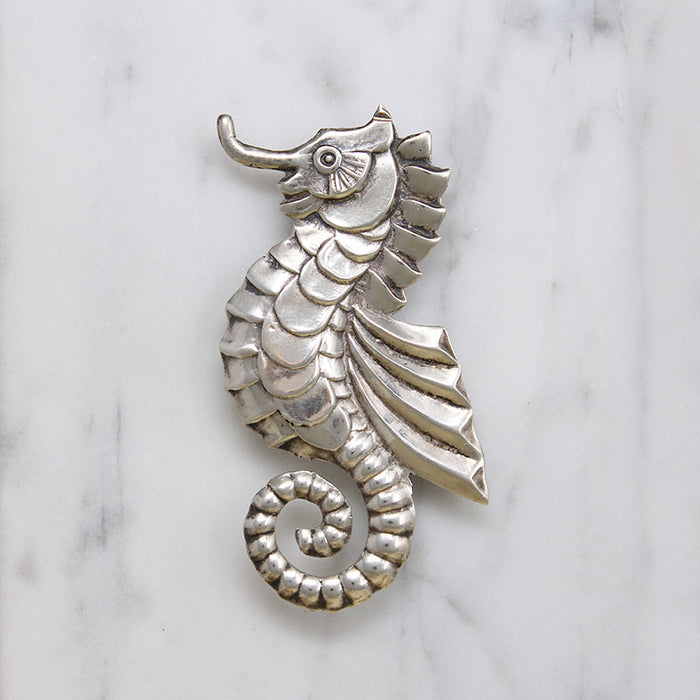 Adorable Sterling Silver Seahorse Brooch