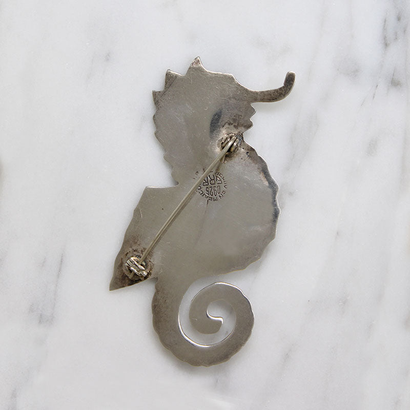 Adorable Sterling Silver Seahorse Brooch