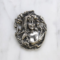 Art Nouveau Voluptuous Woman Sterling Brooch