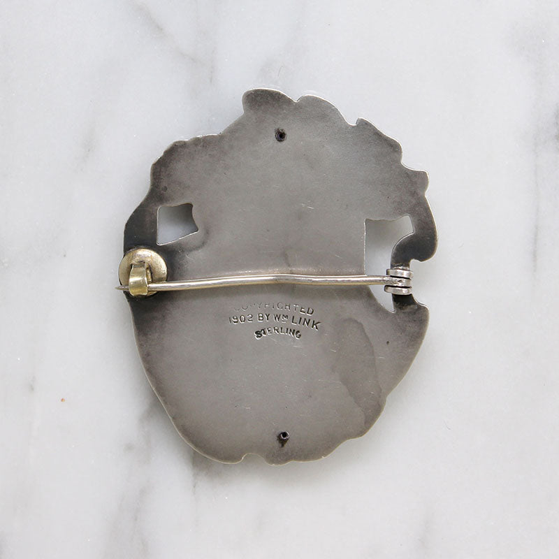 Art Nouveau Voluptuous Woman Sterling Brooch