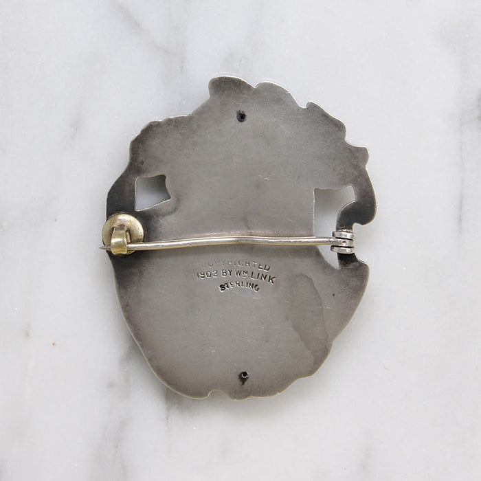 Art Nouveau Voluptuous Woman Sterling Brooch