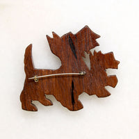 Saucy Wee Scottie Dog Wooden Brooch