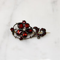 Early Victorian Garnet Flower Brooch