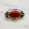 Haunting Blood-Red Carnelian & Silver Rose Brooch