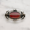 Haunting Blood-Red Carnelian & Silver Rose Brooch