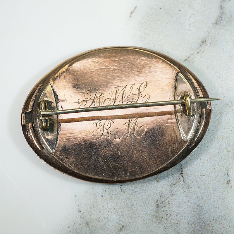 Rare Agate Amethyst and Pearl Brooch c1810