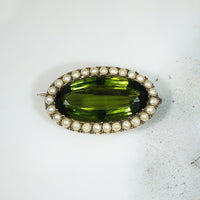 Antique Moldavite Brooch