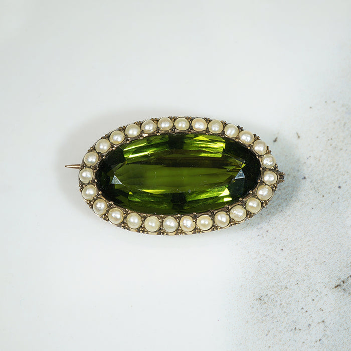 Antique Moldavite Brooch