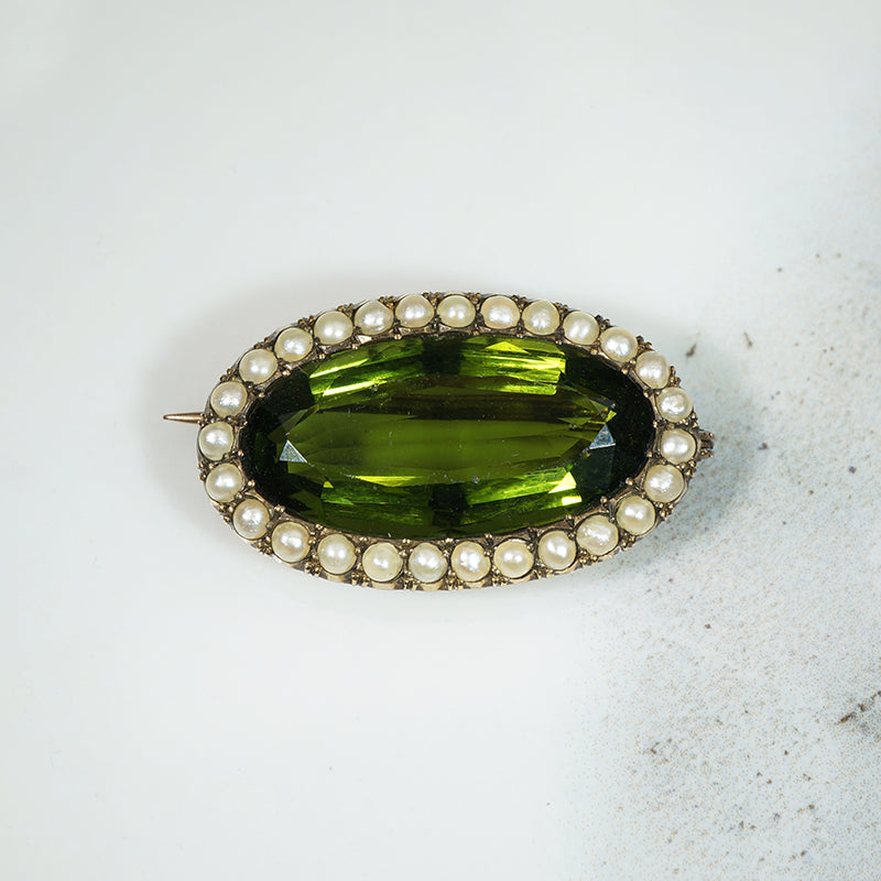 Antique Moldavite Brooch