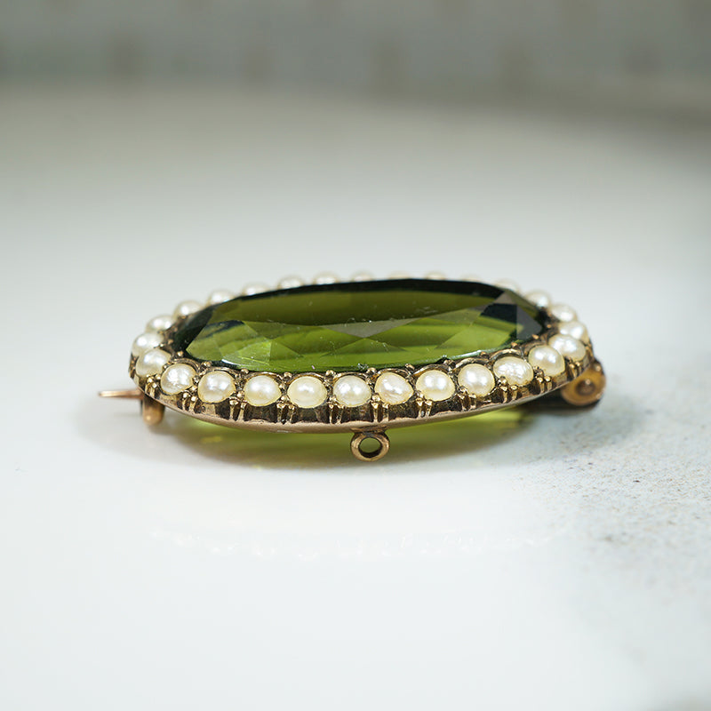 Antique Moldavite Brooch