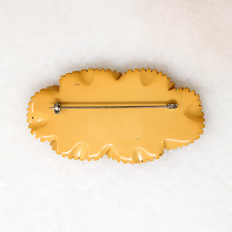 Crisp Autumn Leaves Golden Bakelite Brooch