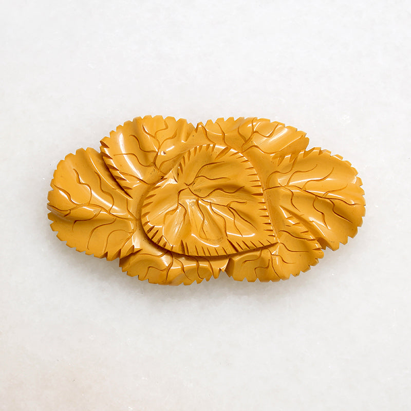 Crisp Autumn Leaves Golden Bakelite Brooch
