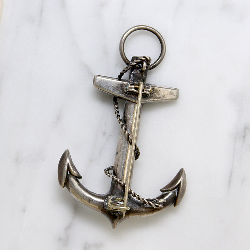 Sailor's Cross Brooch of Inlaid Sterling Silver
