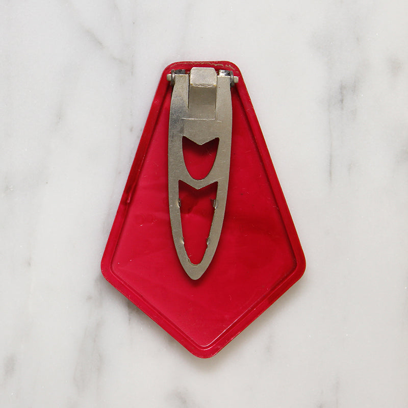 Playful Bright Red Celluloid Dress Clip