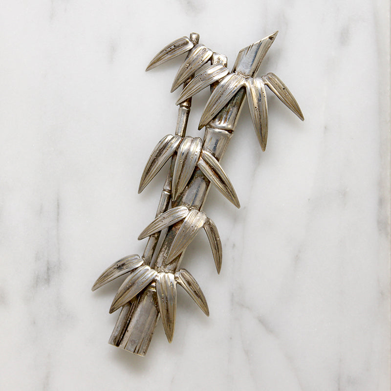 Naturalistic Sterling Silver Bamboo Brooch