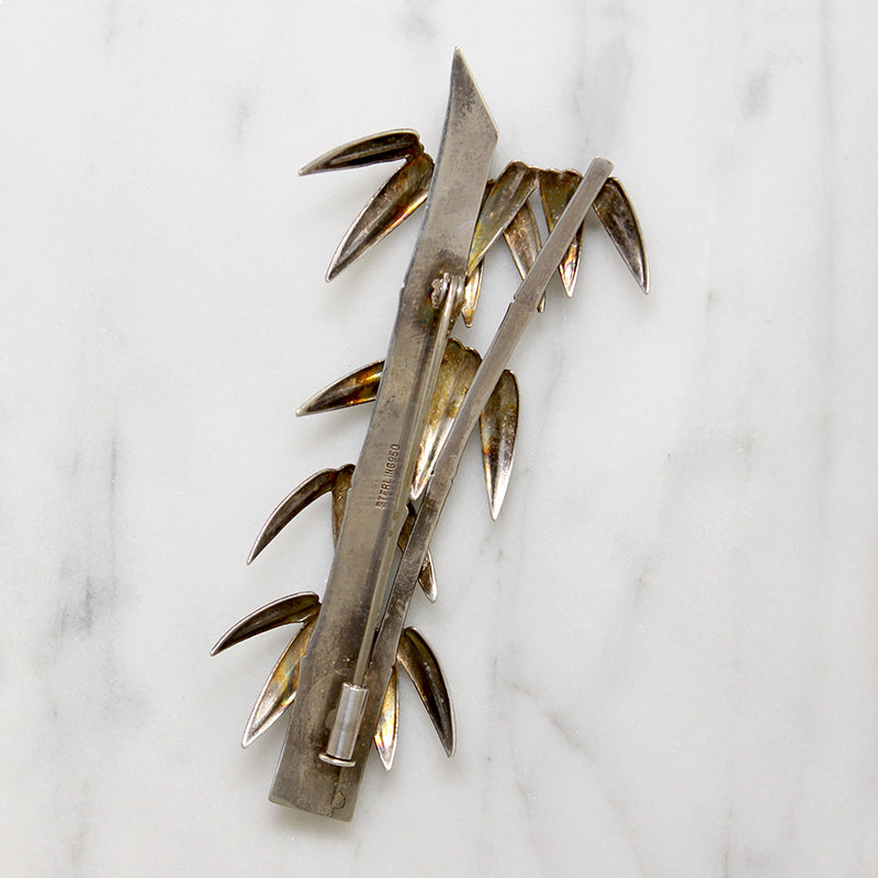 Naturalistic Sterling Silver Bamboo Brooch