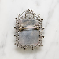 Green Onyx & Sterling Filigree Locket Brooch