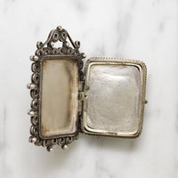 Green Onyx & Sterling Filigree Locket Brooch