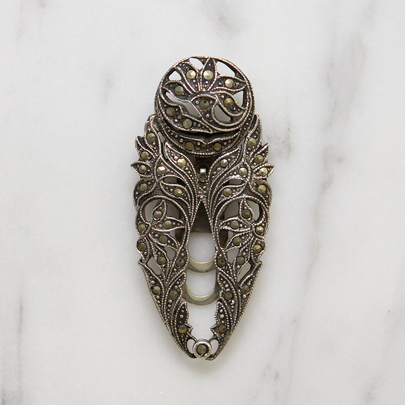 Lacy Lillies Marcasite & Sterling Silver Dress Clip